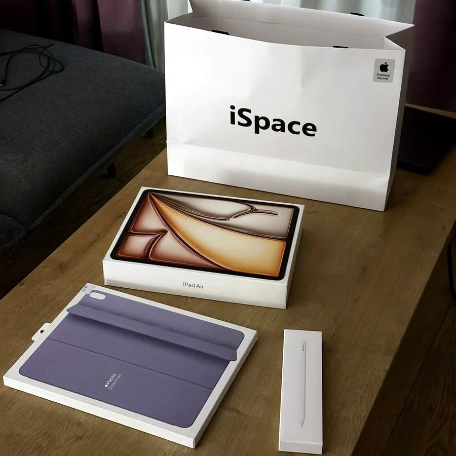 iPad Air 13 M3 128GB с Apple Pencil Pro и чехлом