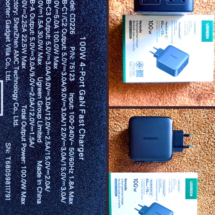 Зарядка UGREEN Nexode 100W GaN, оригинальная