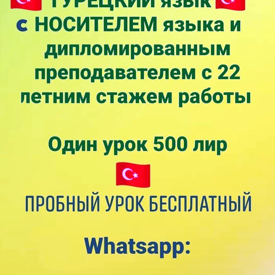 Турецкий язык, индивидуальные занятия с носителем